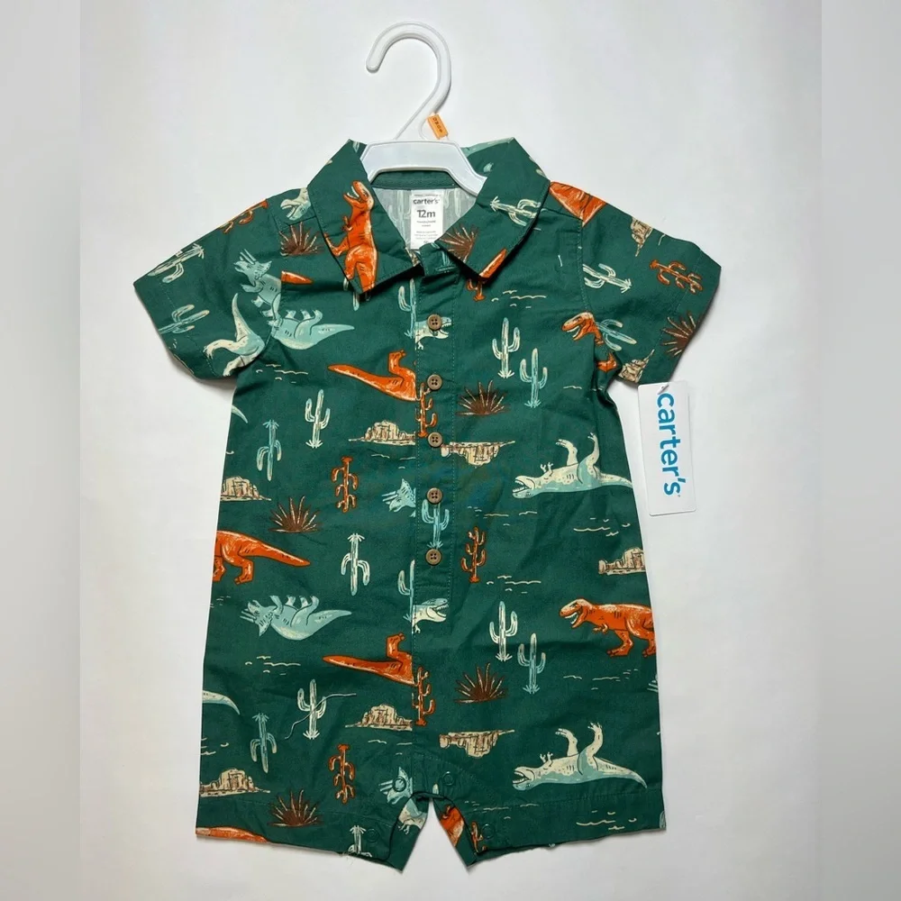 Carter’s Dinosaur Button Down Romper Size 12mo
